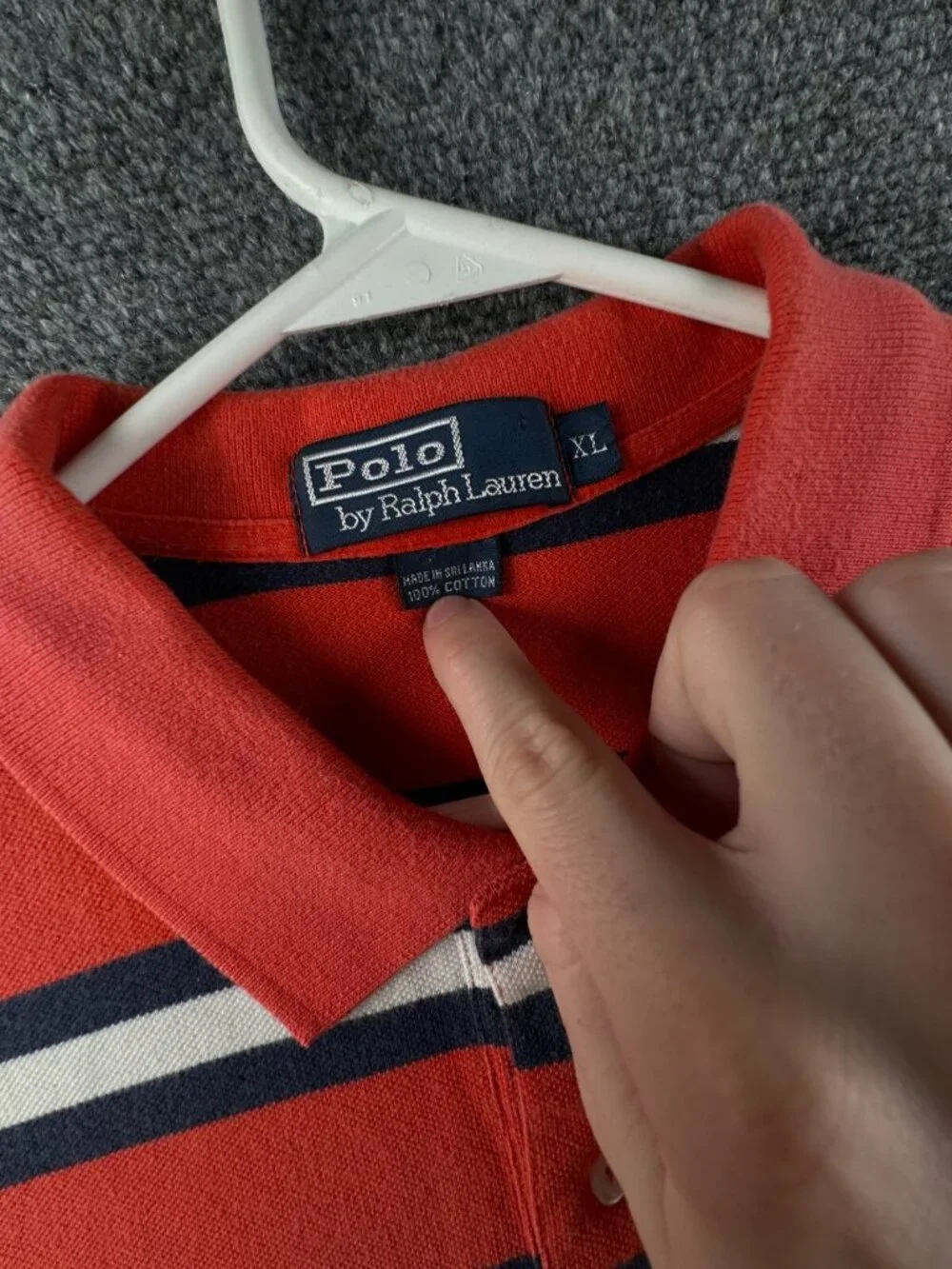 Polo Ralph Lauren Striped Short Sleeve Polo Shirt XL Knit Orange Blue Adult Men